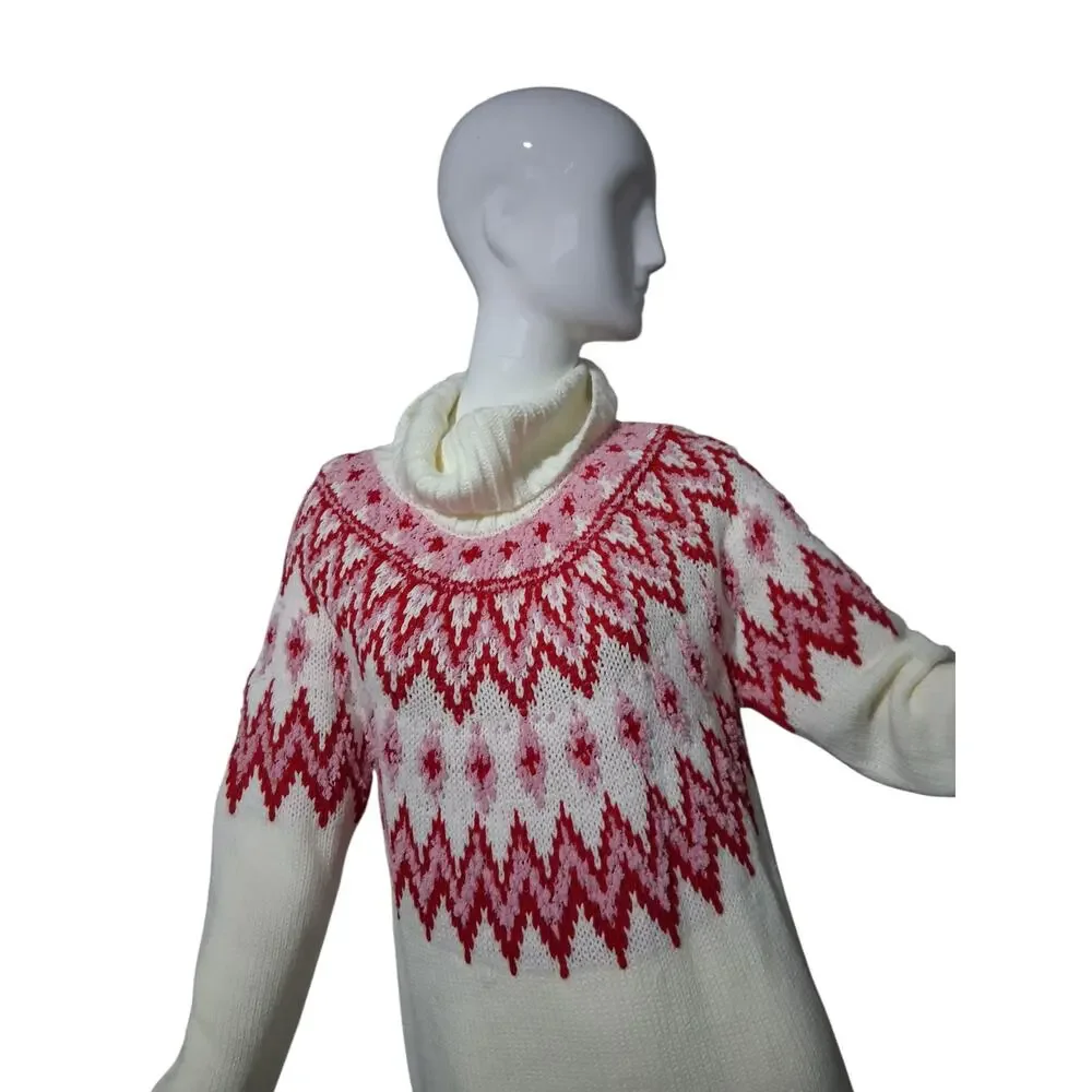 Francesca's Alberta Women's size XL Long Sleeve Fairisle Sweater Mini Prep Dress